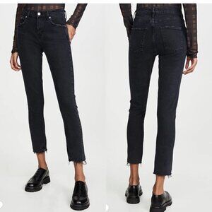 AGOLDE Toni Mid Rise Straight Jeans Organic Cotton Raw Hem Size 26